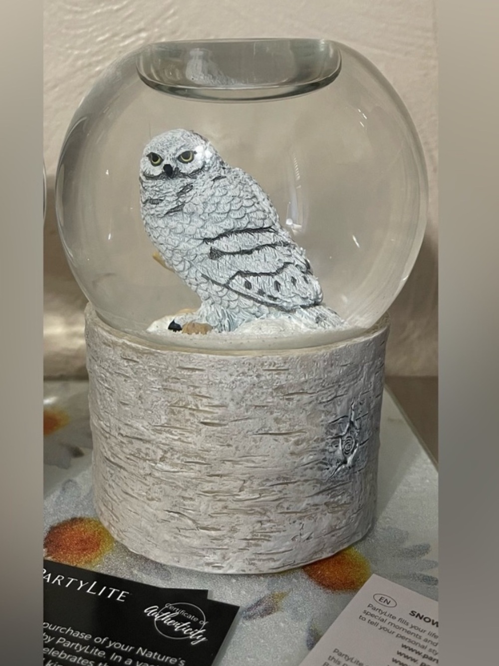 PARTYLITE  Owl Snow Globe - Candle Holder - Tea Light or Votive